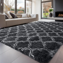 Hochflor Teppich Grau 240x300 – Flauschiger Wohnzimmerteppich Anti-Rutsch