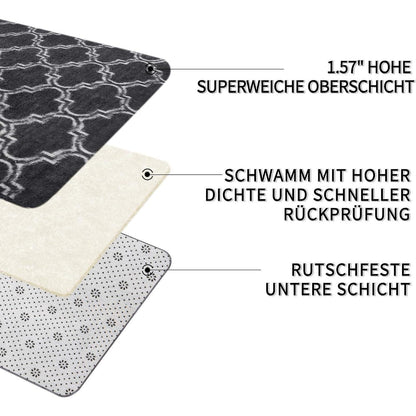 Hochflor Teppich Grau 240x300 – Flauschiger Wohnzimmerteppich Anti-Rutsch