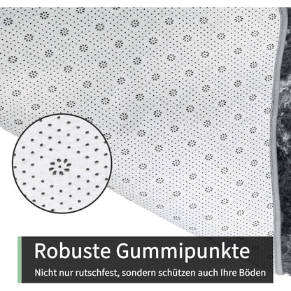 Hochflor Teppich Grau 240x300 – Flauschiger Wohnzimmerteppich Anti-Rutsch
