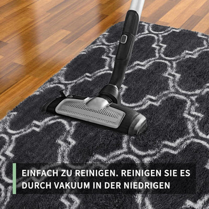 Grauer Hochflor Teppich 160x230 – Waschbar & Rutschfest