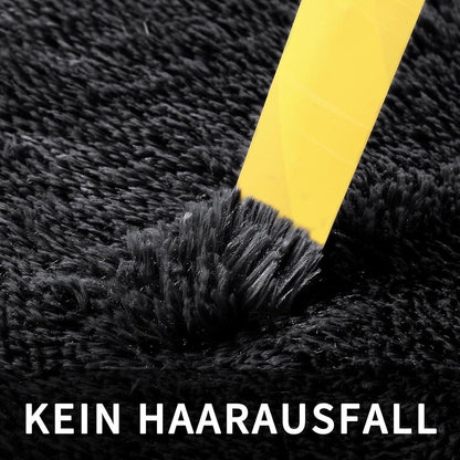 Grauer Hochflor Teppich 240x300 – Waschbar & Rutschfest für Wohnzimmer
