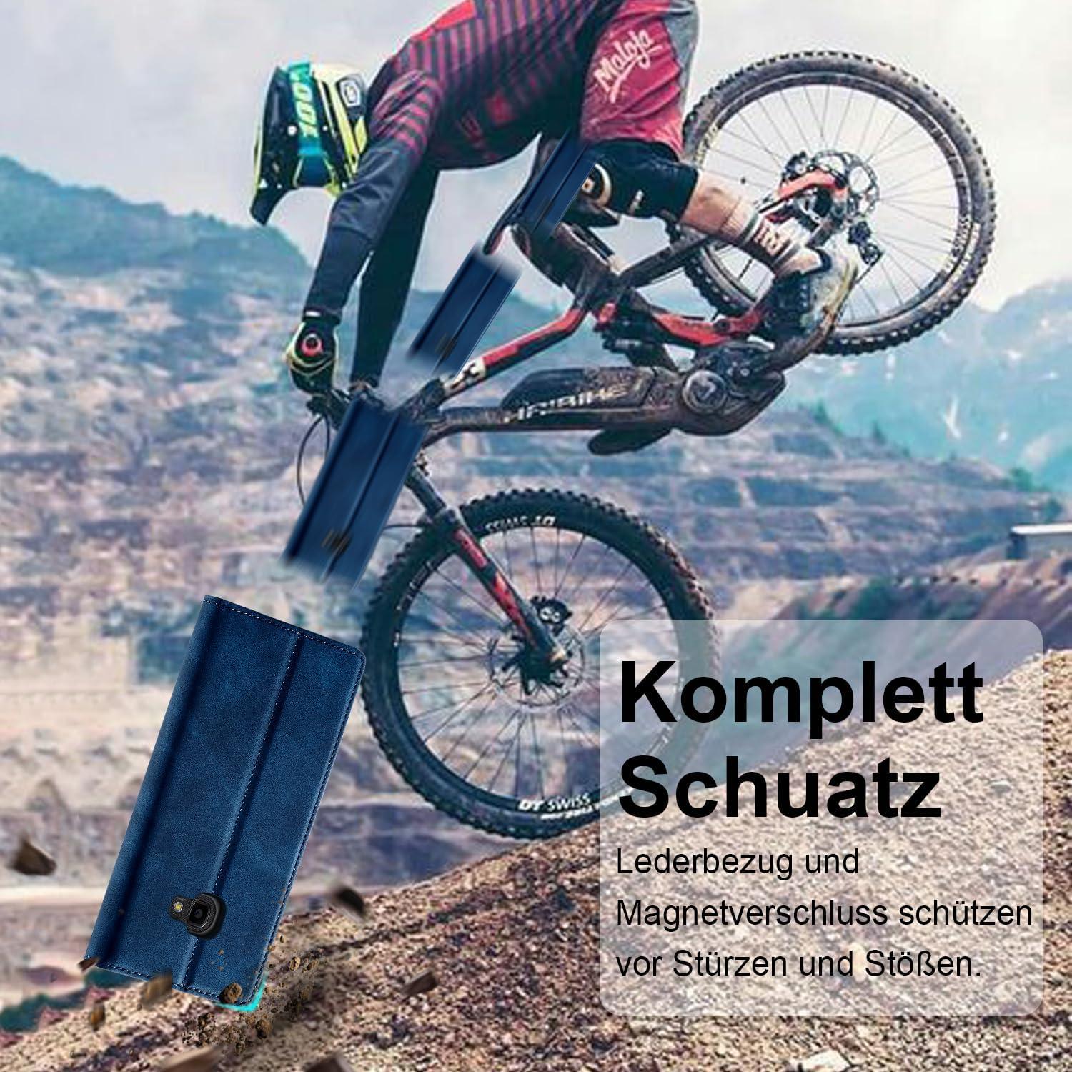 Handyhülle Samsung Galaxy Xcover 4 4s Leder Flip Wallet Stoßfest Blau