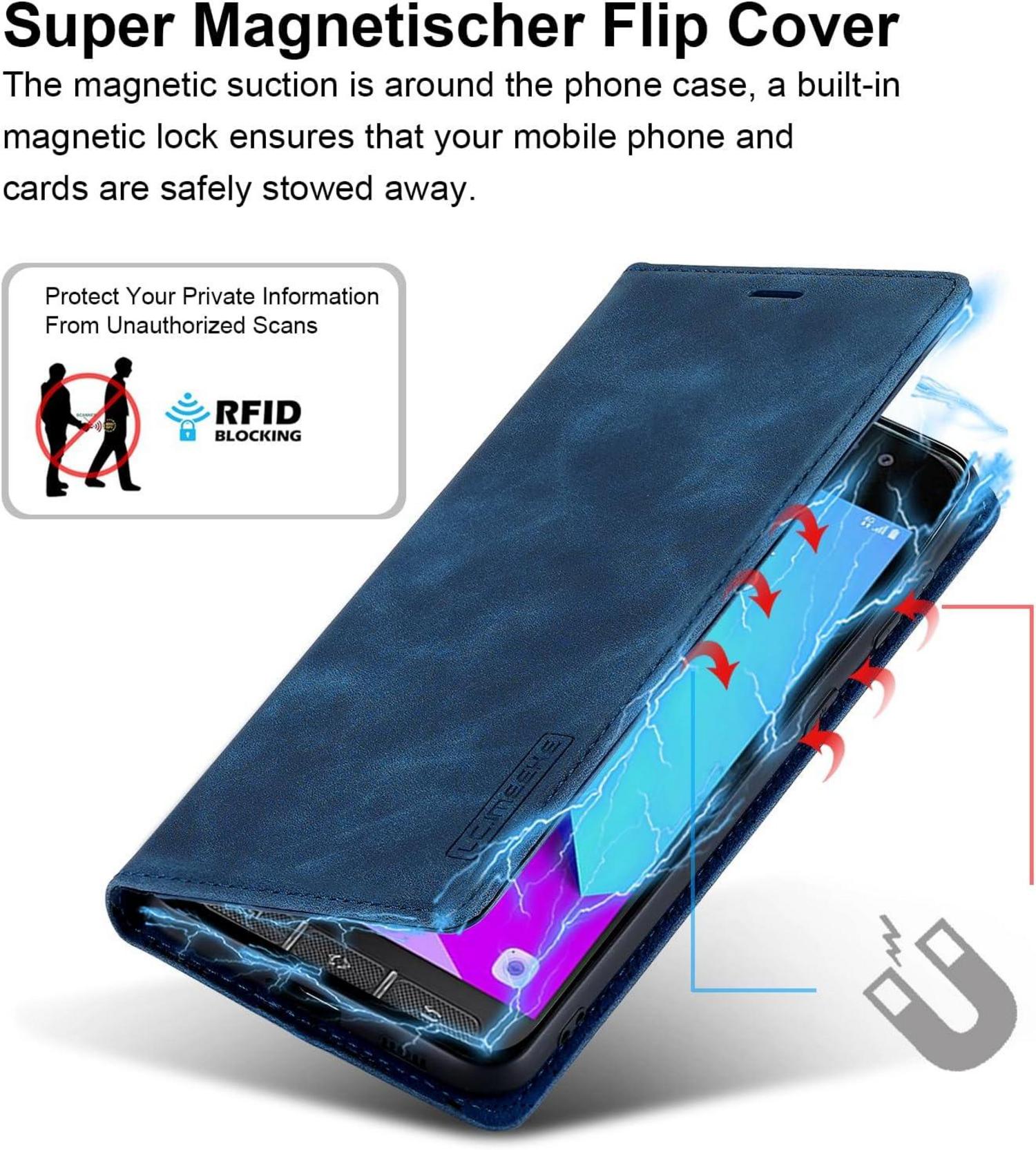 Handyhülle Samsung Galaxy Xcover 4 4s Leder Wallet Schutzhülle Blau