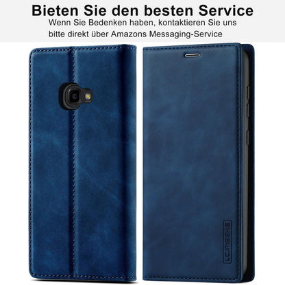 Samsung Galaxy Xcover 4 4s Hülle Leder Klapphülle Blau mit Schutzfolie