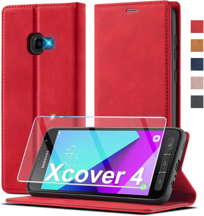Samsung Galaxy Xcover 4 Hülle Leder Klappbar Magnet Handyhülle