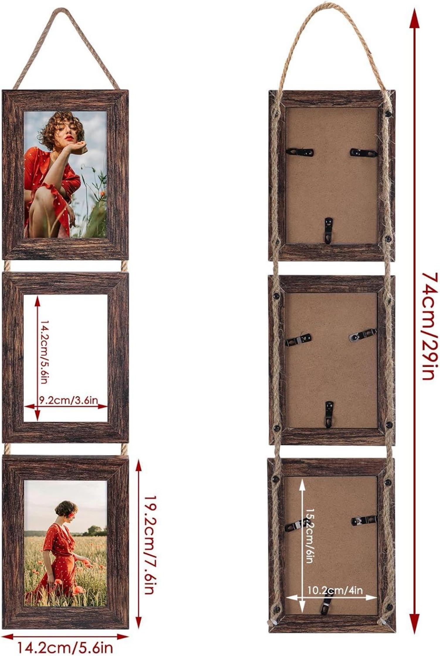 EYMPEU 10x15 Collage Dreifach Bilderrahmen Set Vintage-Braun 6 offene vertikale Rahmen
