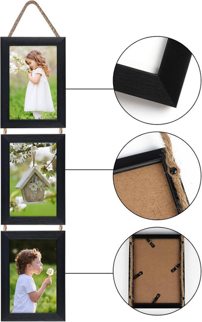 Fotorahmen 10x15 cm Collage Set Schwarz für Wanddekoration