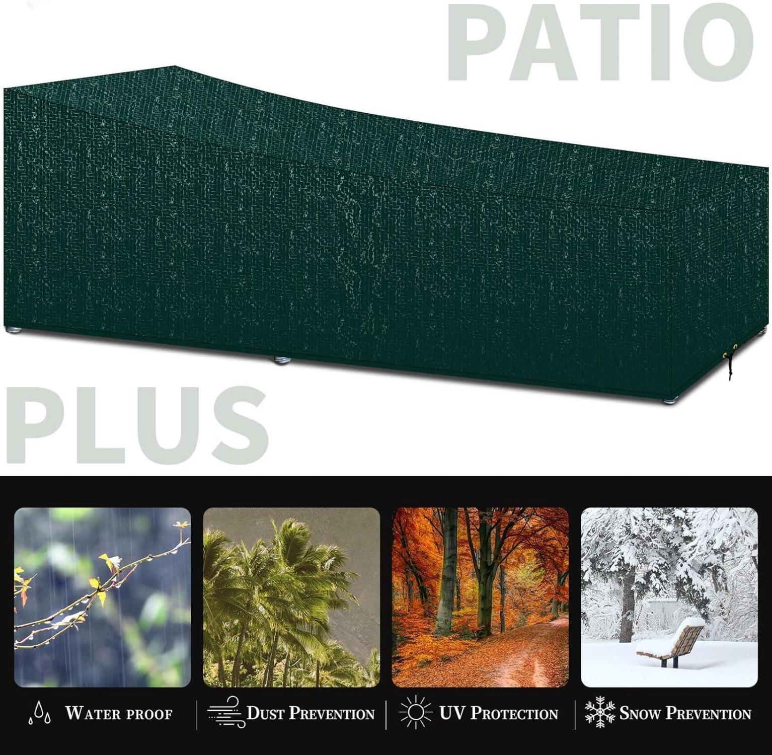 Patio Plus Sonnenliegen Abdeckung wasserdicht UV-Schutz 220x80x35/55cm Grün