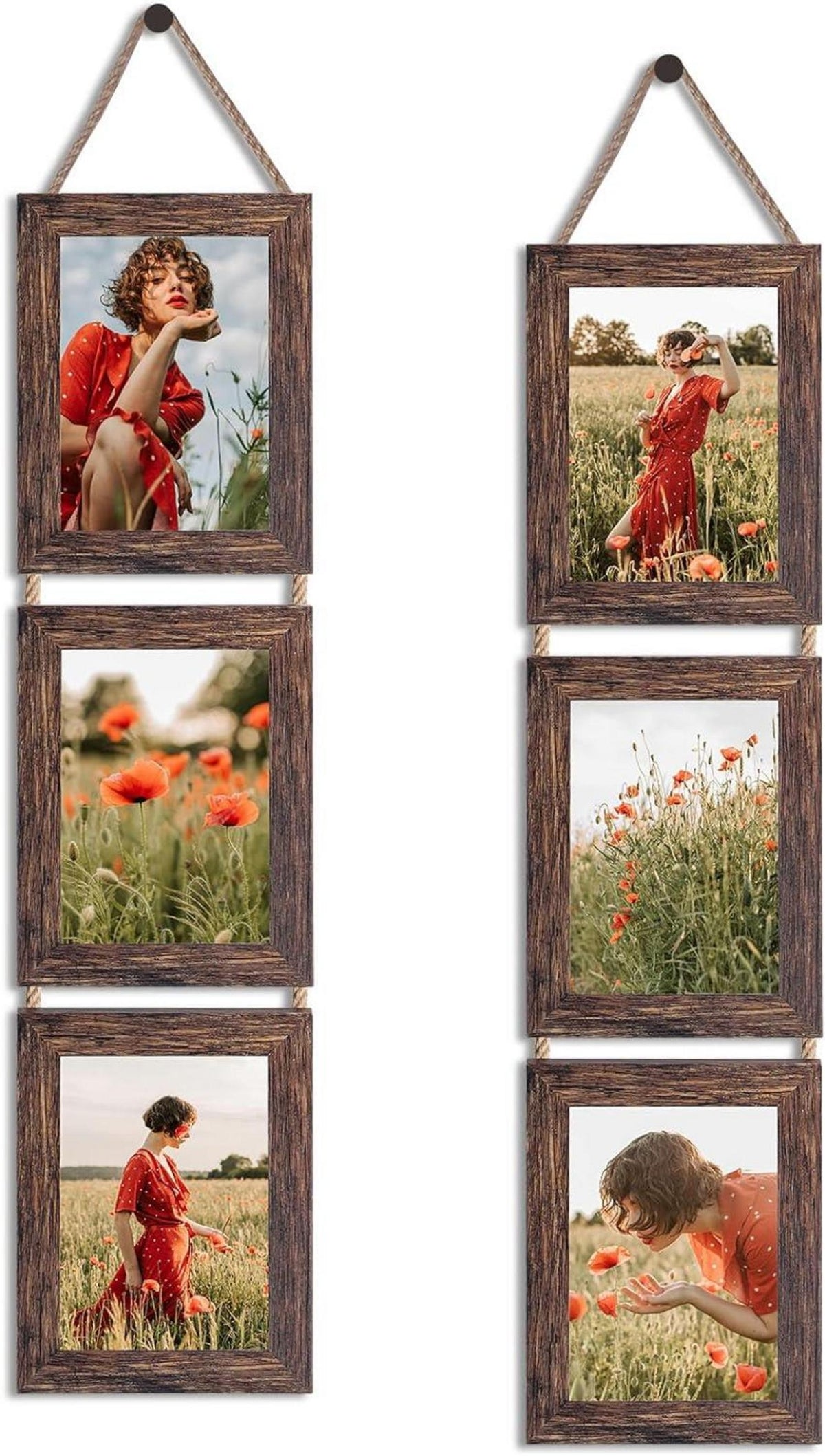 Bilderrahmen Collage Set 6 vertikale Rahmen 13x18 Vintage-Braun