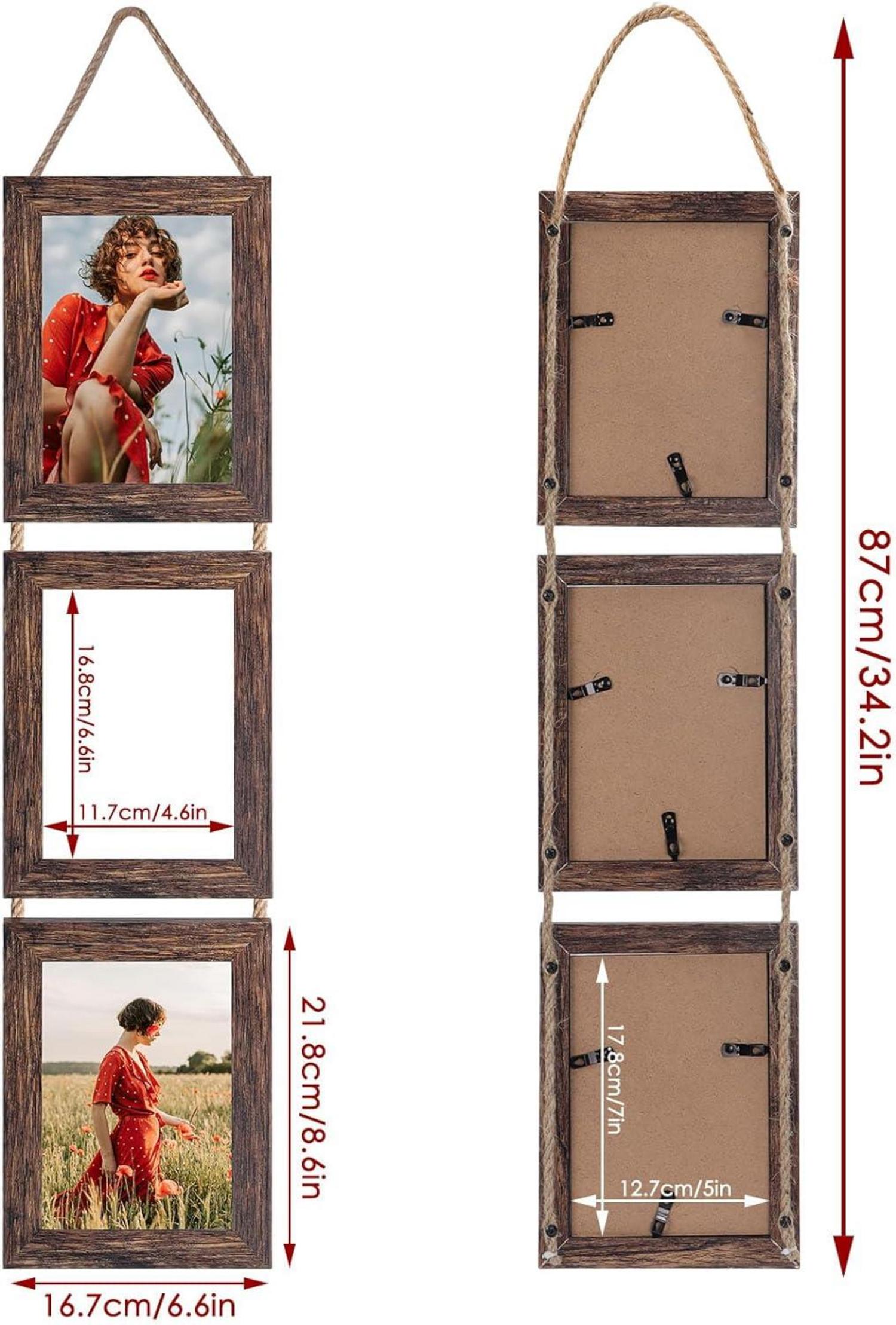EYMPEU 13x18 Collage Dreifach Bilderrahmen Set Vintage-Braun