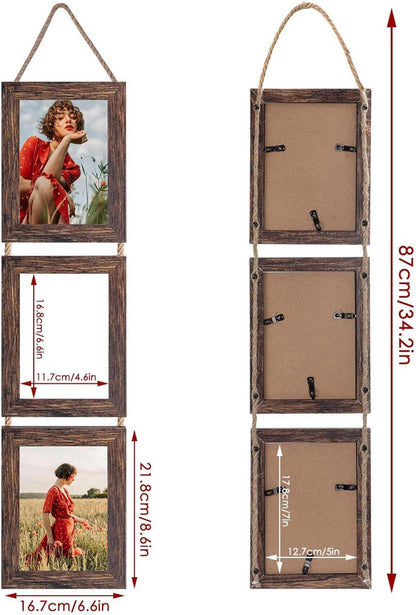 EYMPEU 13x18 Collage Dreifach Bilderrahmen Set Vintage-Braun