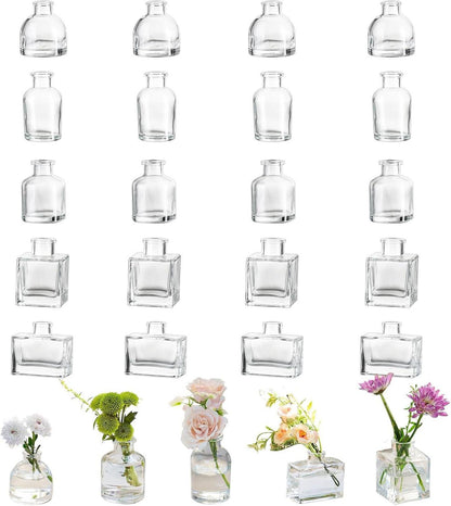 Kleine Glasvasen Set 20er Transparent Mini Blumenvase Deko