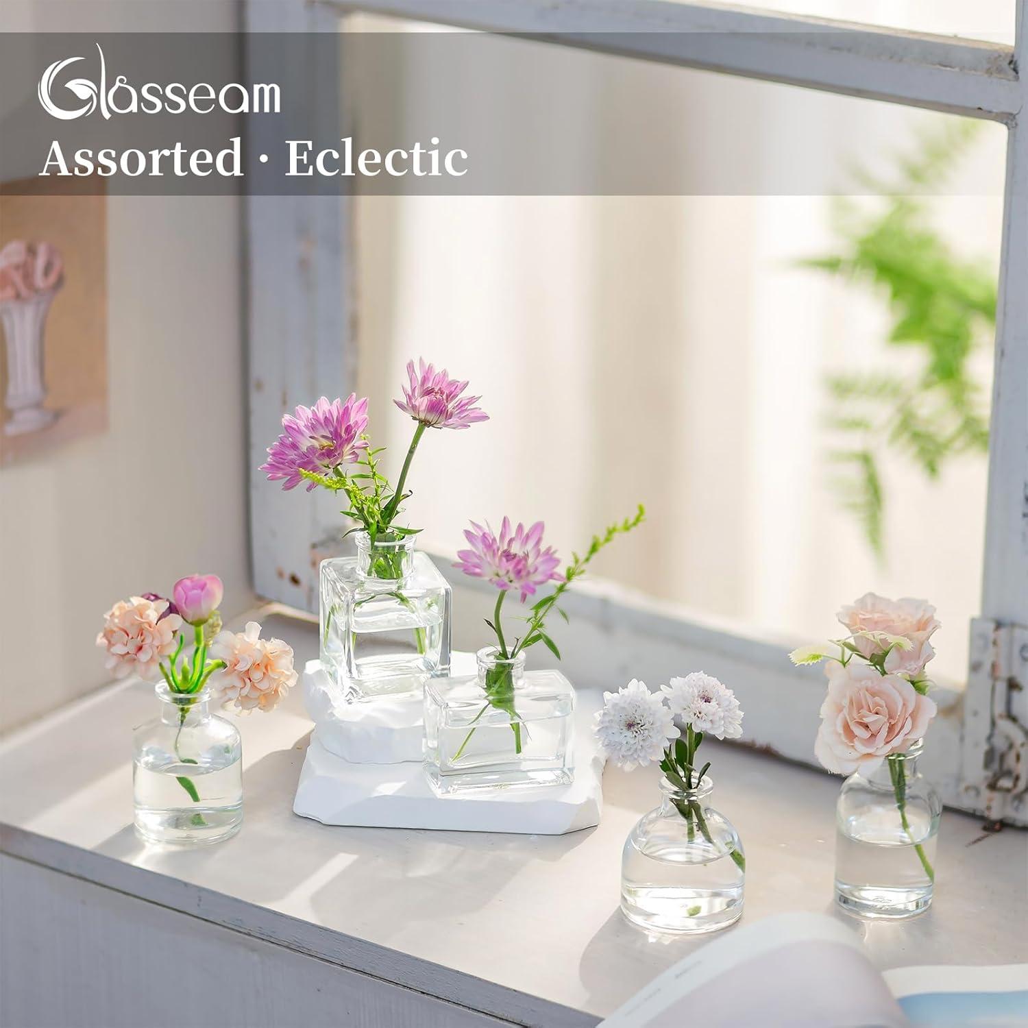 Glasseam Klar Blumenvase Glas Vase Set 20 Stück Tischdeko Hochzeit Wohnzimmer