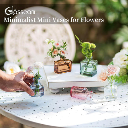 20er Set Glasseam Mini Vasen Glas Farbig Blumenvase Deko für Tischdeko