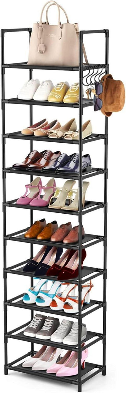 10-Ebenen Schuhregal für 20-25 Paar Schuhe schmal hoch Schwarz