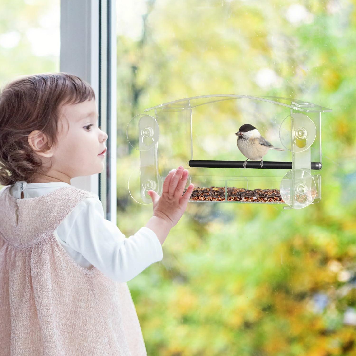 Vogelfutterstation Fenster Acryl Vogelfutterspender Saugnäpfen Drainagelöchern