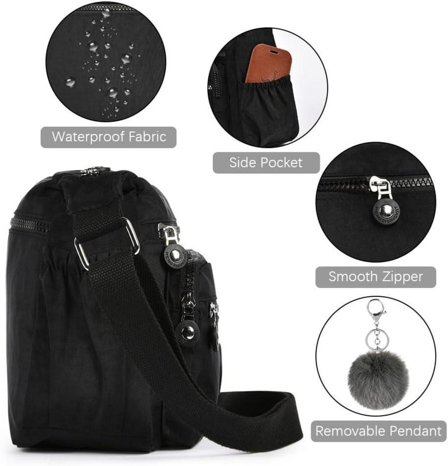 Umhängetasche Damen Nylon Multi Pocket Crossbody Bag Schule Work