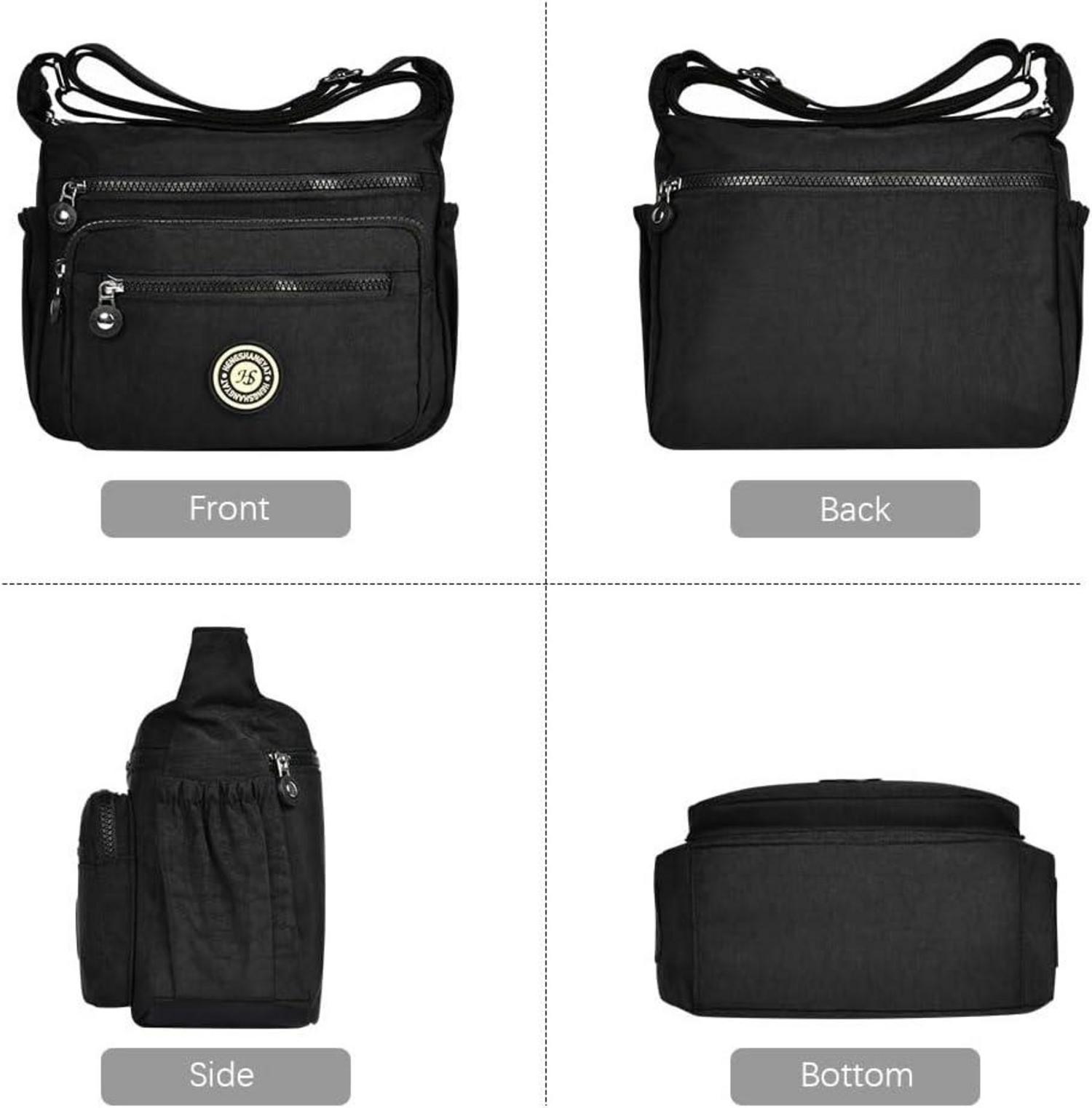 Aucuu Nylon Umhängetasche Damen Schultertasche Crossbody Bag Schwarz