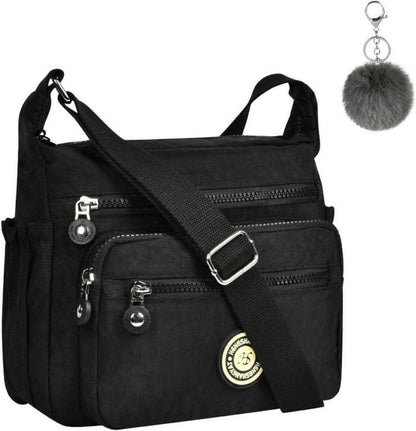 Aucuu Nylon Umhängetasche Damen Schultertasche Crossbody Bag Schwarz