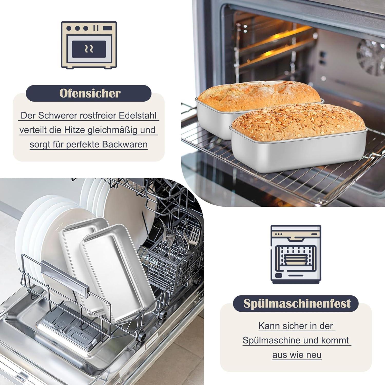 Onader Brotbackform 2er-Set Edelstahl Rechteckig 23,5 x 12,5 x 6,5 cm