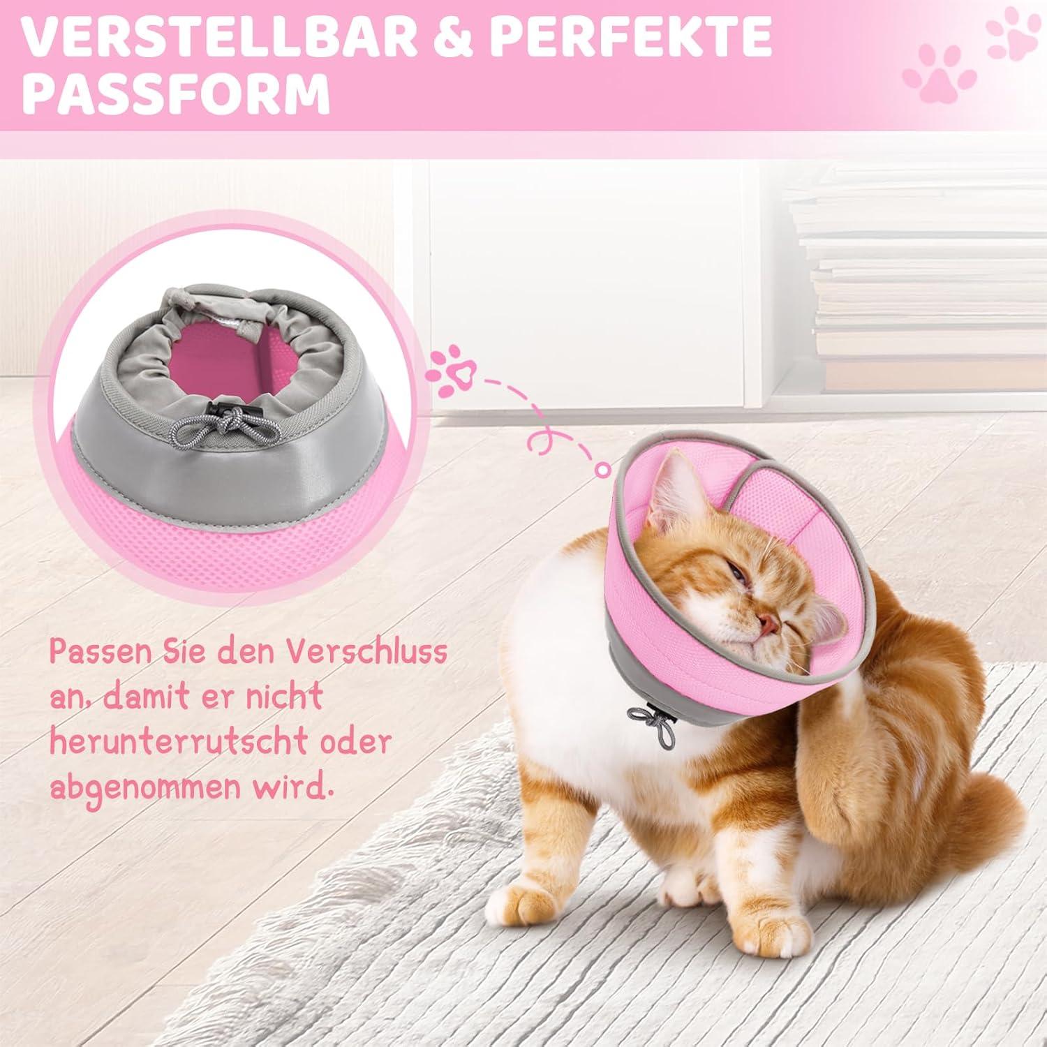 Supet Halskrause Katze verstellbarer Kragen Cone nach Operation L rosa