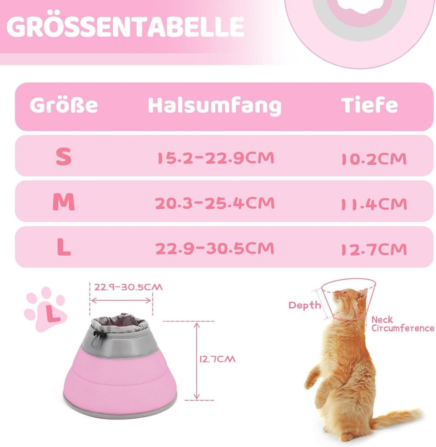 Verstellbare Halskrause Katze Weich Kragen Cone Welpen L Rosa