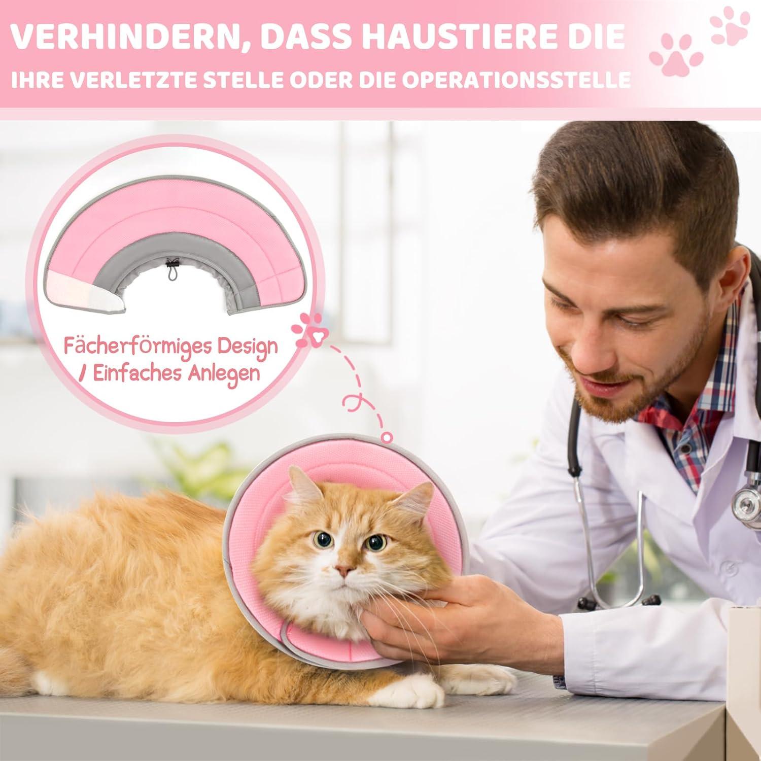 Halskrause Katze Verstellbar Weich Kragen Cone Nach OP Welpen S