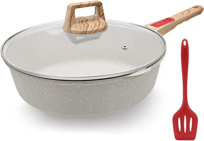 Antihaft Pfanne mit Deckel 28cm Bratpfanne abnehmbarer Griff