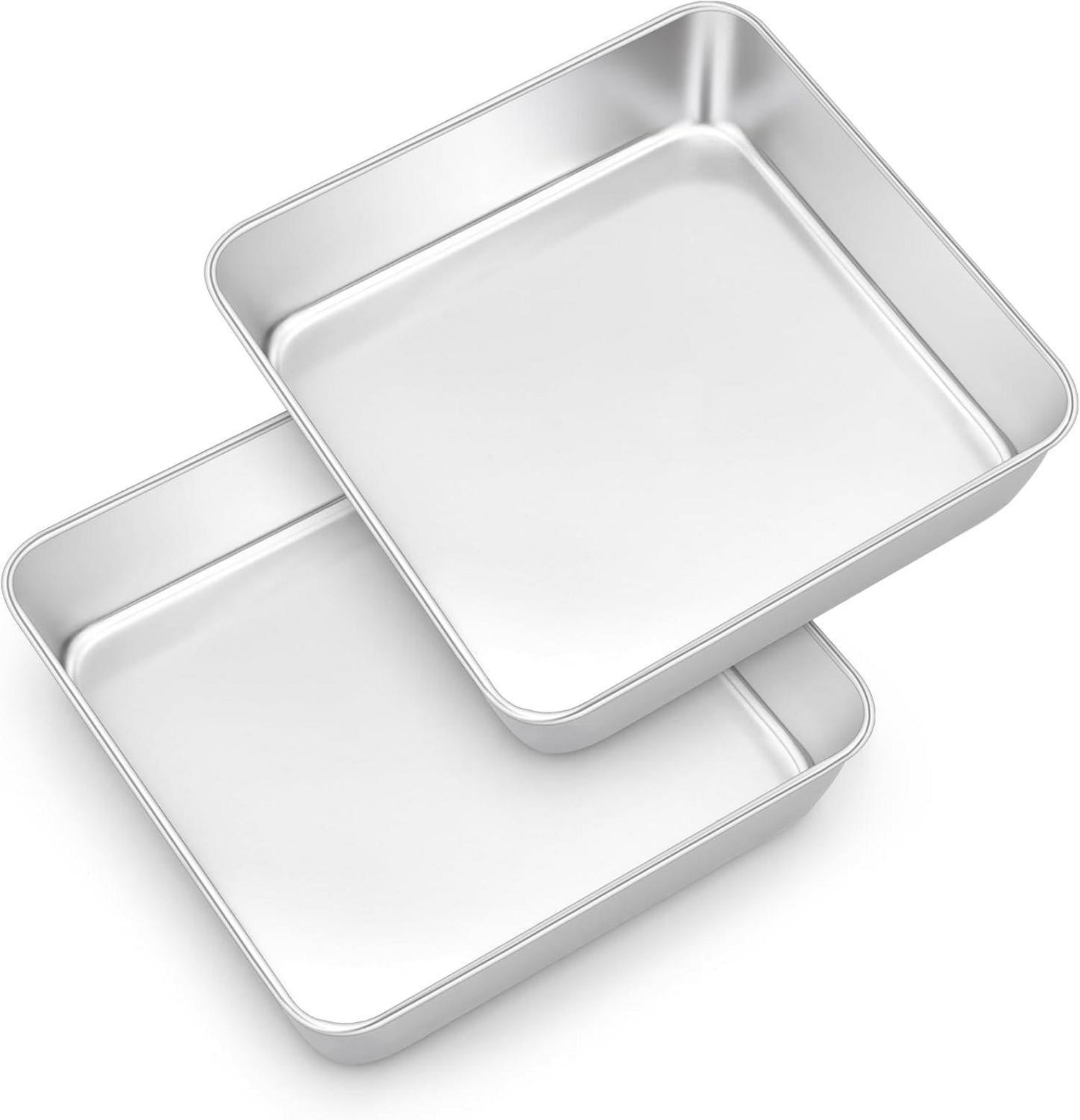 Quadratische Kuchenform Edelstahl Backform 2er Set 20x20x5cm Brownie