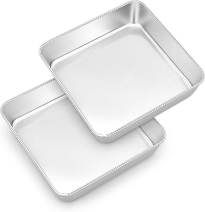 Quadratische Kuchenform Edelstahl Backform 2er Set 20x20x5cm Brownie