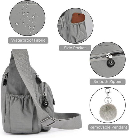 Umhängetasche Nylon Multi Pocket Große Kapazität Schwarz