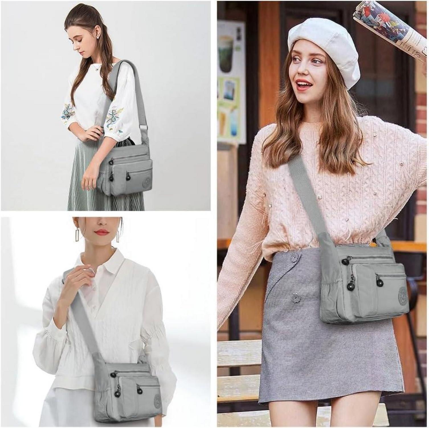 Nylon Umhängetasche Damen Schultertasche Multi Pocket Größere