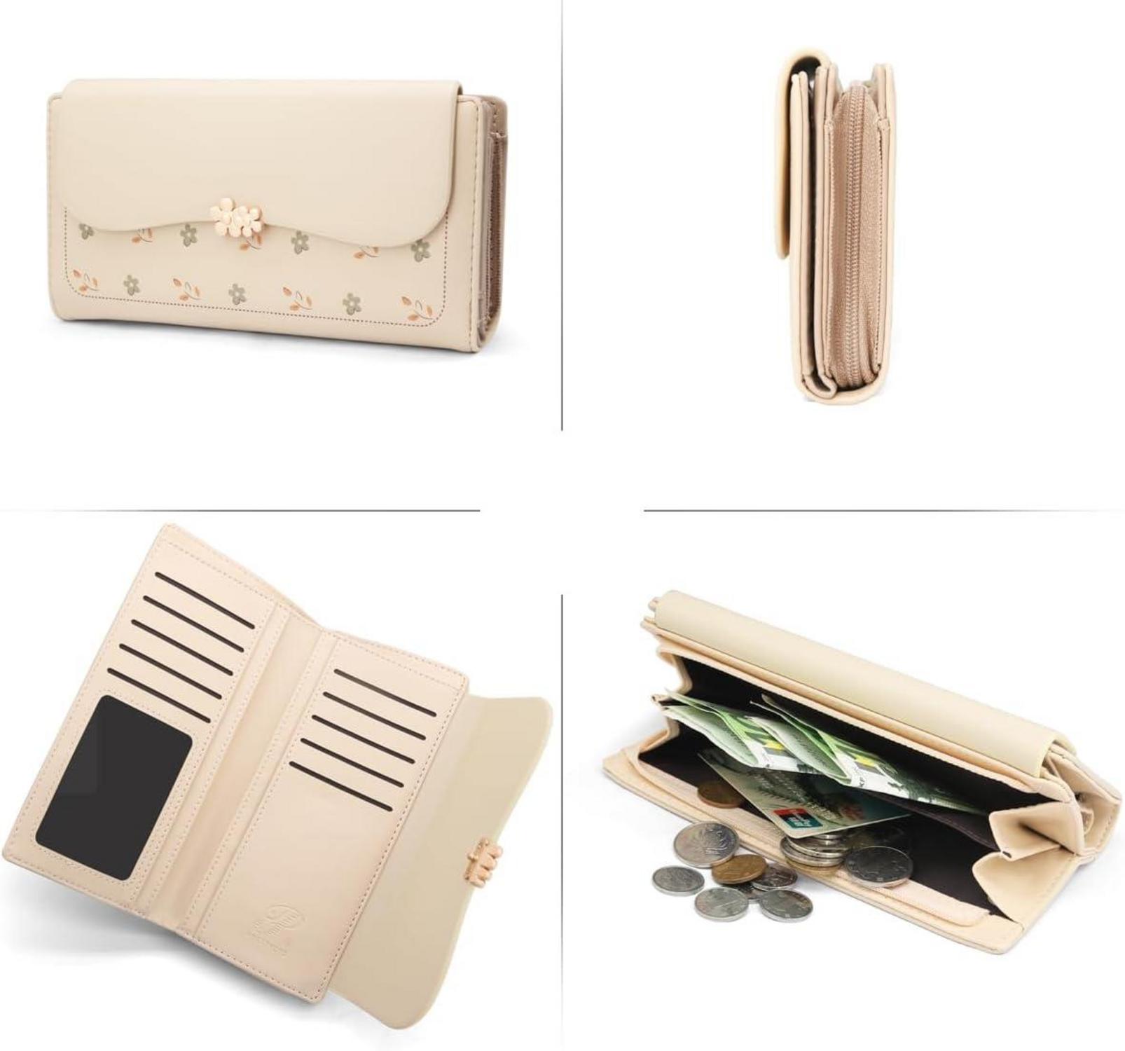 Damen Geldbörse Langformat PU Leder Groß Viele Fächer Zipper Brieftasche