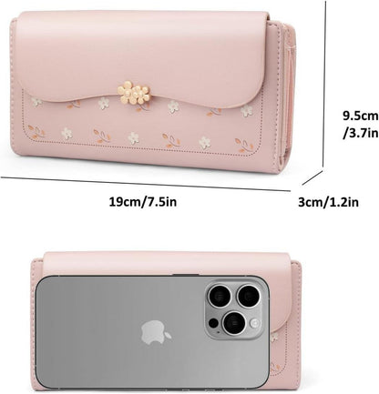 REETEE Damen Geldbörse Groß Langformat PU Leder Portemonnaie mit vielen Fächern sf154