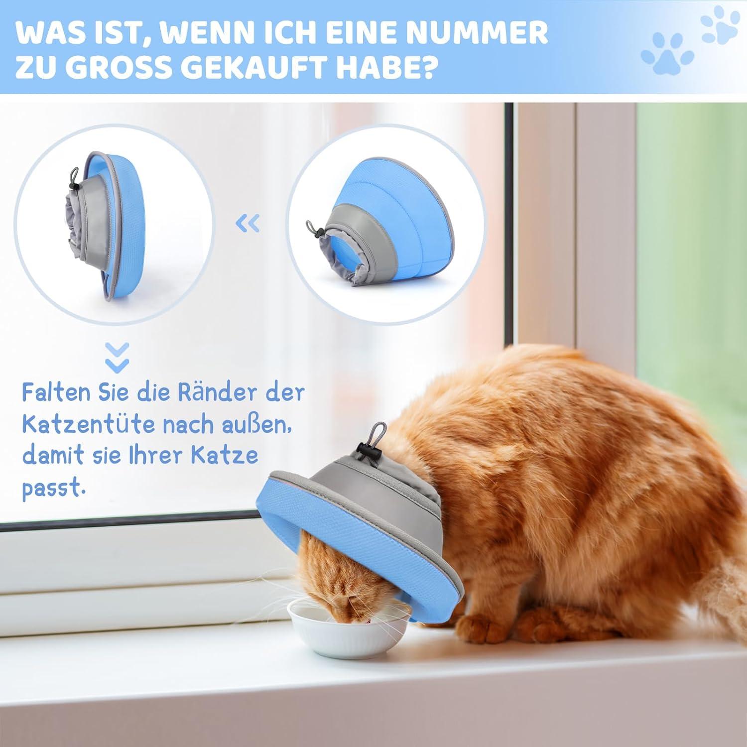 Verstellbare Halskrause für Katzen nach Operation, blau