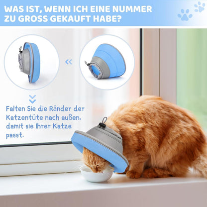 Verstellbare Halskrause für Katzen nach Operation, blau