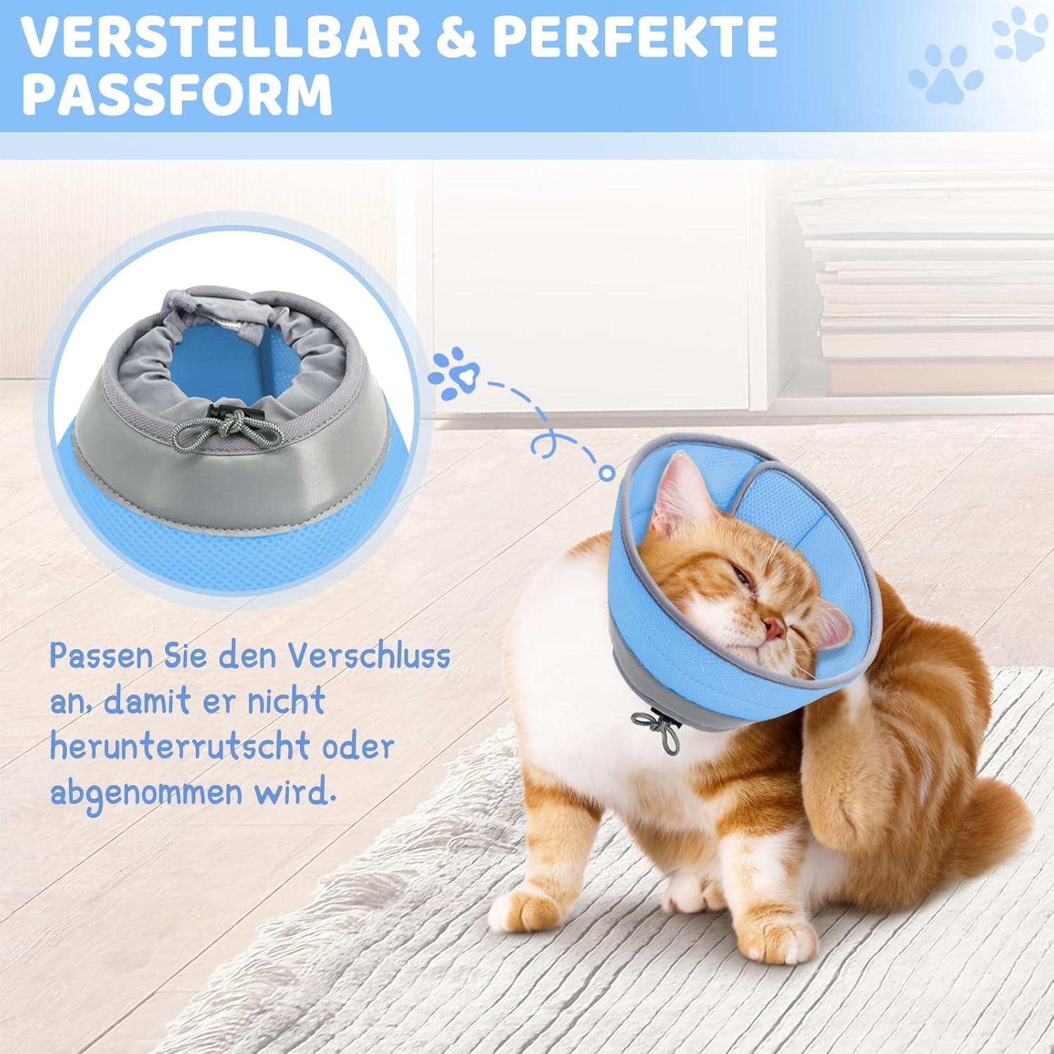 Supet Einstellbare Halskrause Katze Weich Kragen Cone für Welpen L Blau
