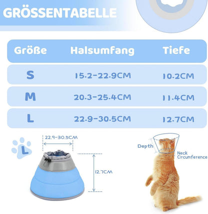 Katzen Halskrause verstellbar weich Konus Welpen Halsband blau L