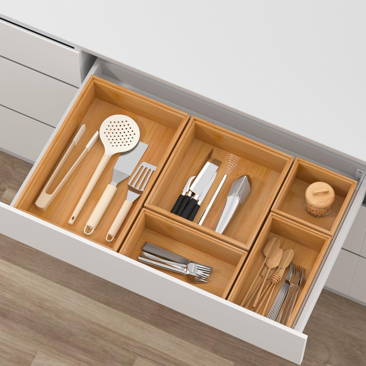 5-teiliges Schubladen Organizer Bambus Box Make-up Küche Badezimmer