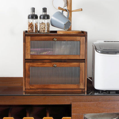 Großer Brotkasten aus Zirbenholz mit Acryltür und Belüftungslöchern