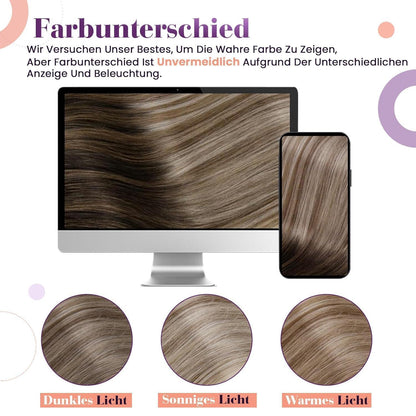 Echthaar Clip-in Extensions Ombre Schwarz-Hellbraun