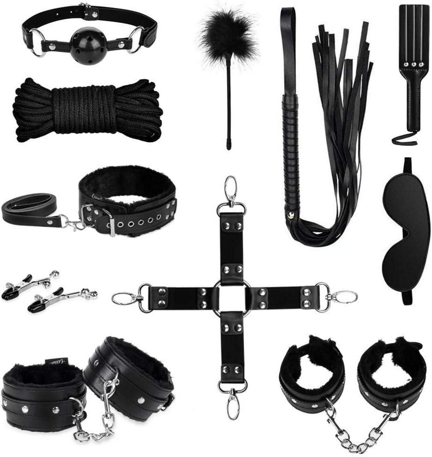 Bondage Set SM 11-teilig Fesselset Sexspielzeug Schwarz Neu