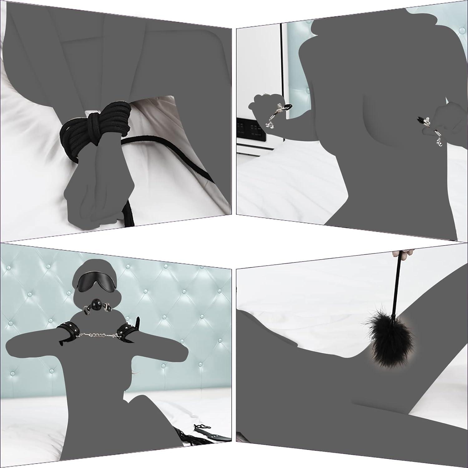 Utimi Bondage Set SM 11-teiliges Fesselset Sexspielzeug Schwarz