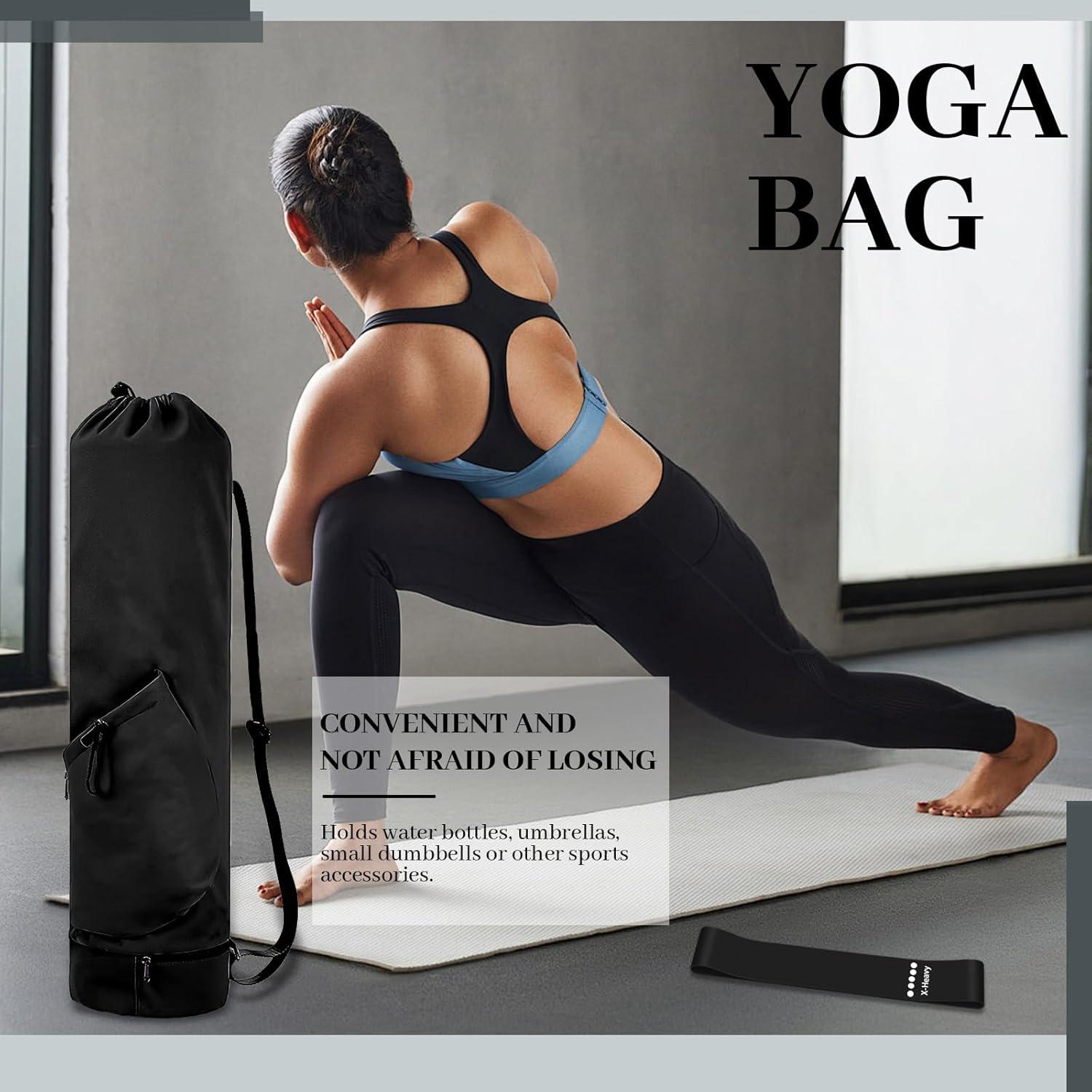 Yogatasche mit Nassfach, Flaschentasche + 5 Sportbänder für Yoga