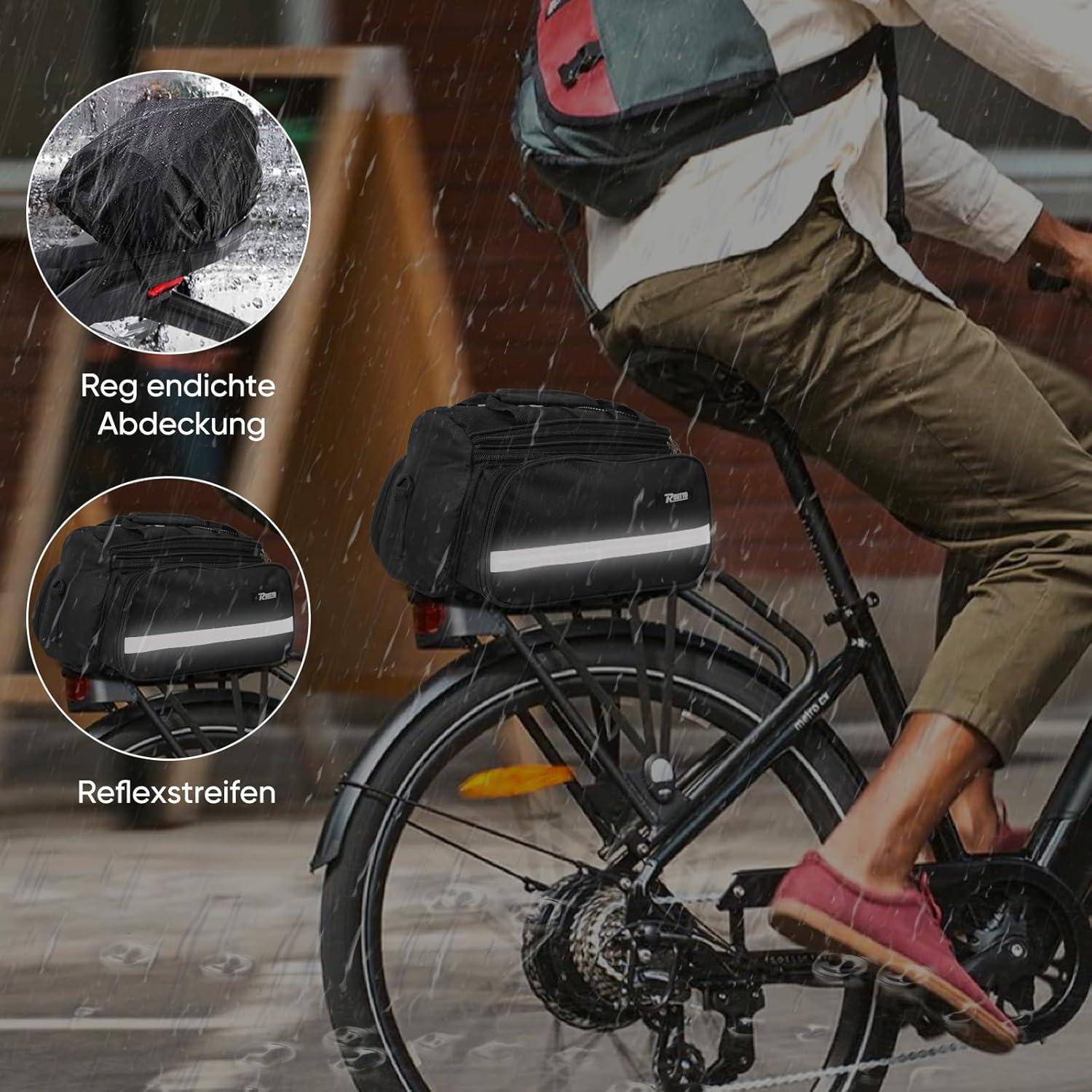ROGTYO Fahrradtasche für Gepäckträger 27L Wasserdicht Reflektierend mit
