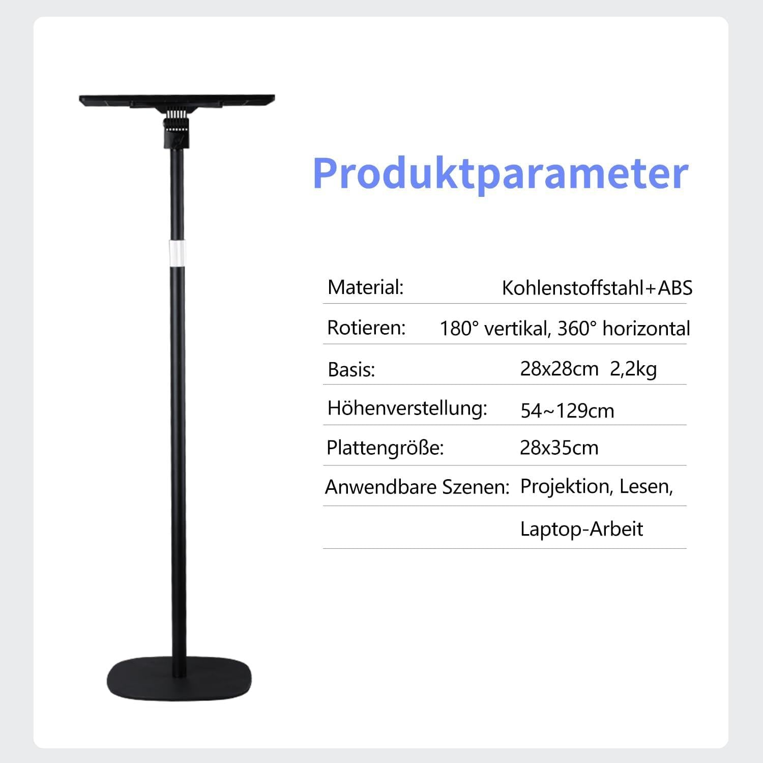 Höhenverstellbarer Beamer Ständer aus Metall, Tragfähigkeit 7kg