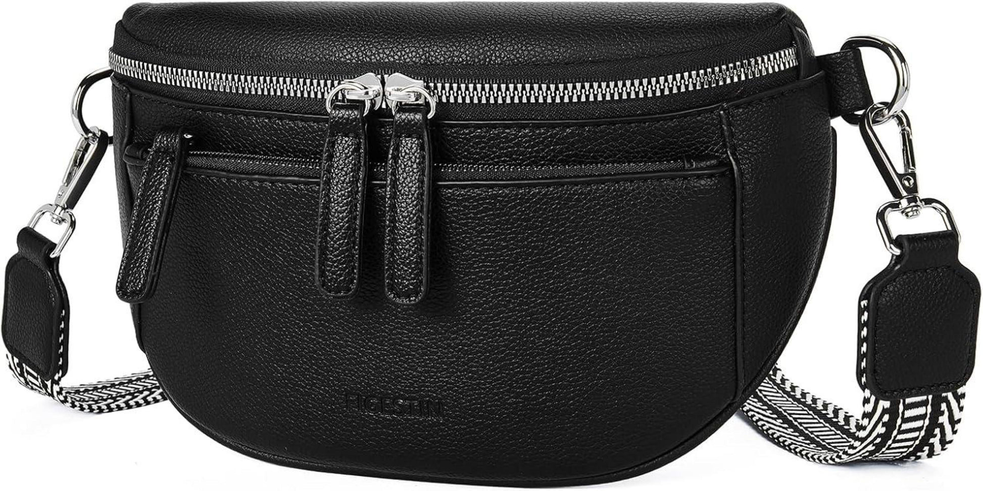 FIGESTIN Damen Bauchtasche PU Leder Crossbody Umhängetasche Verstellbarer Riemen