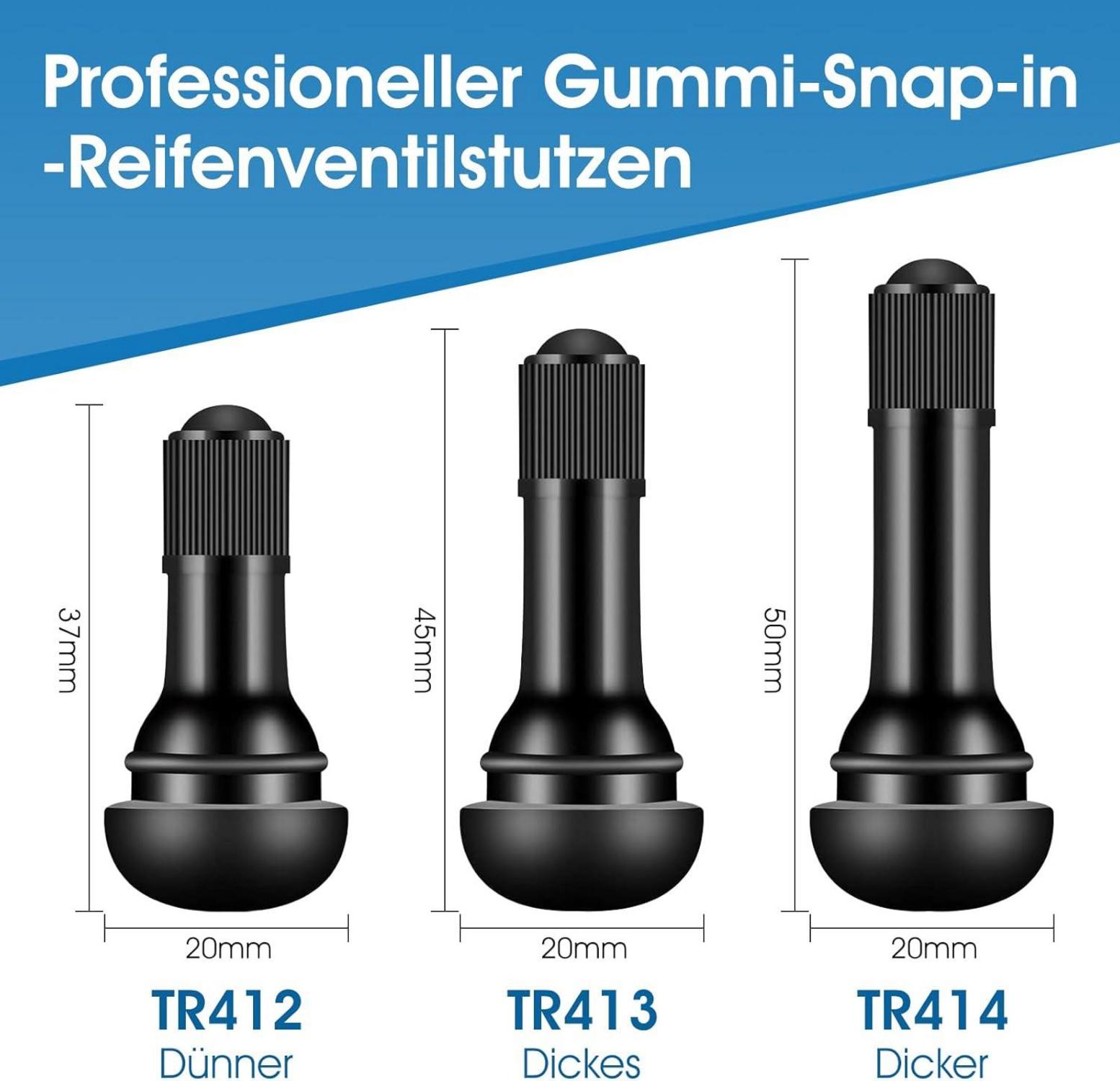 100er Pack TR413 Gummi Ventile für Auto & Motorräder