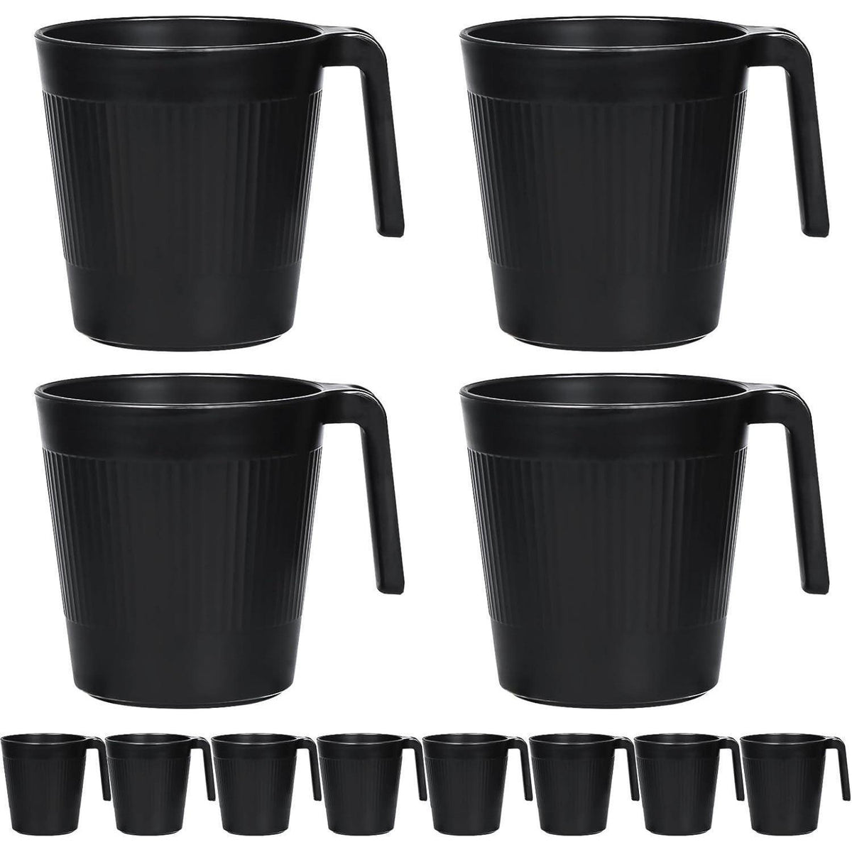 8er Set wiederverwendbare Kaffeetassen 500ml - Schwarz
