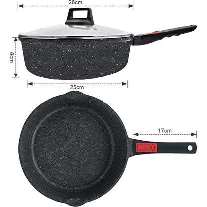 Antihaft Pfanne 28cm mit Deckel und Abnehmbarem Griff